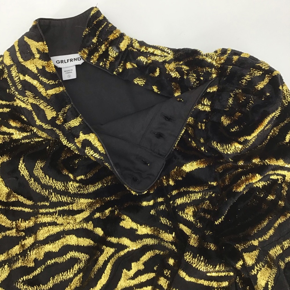 GRLFRND Janice Mini Black Gold Dress - Picture 7 of 14